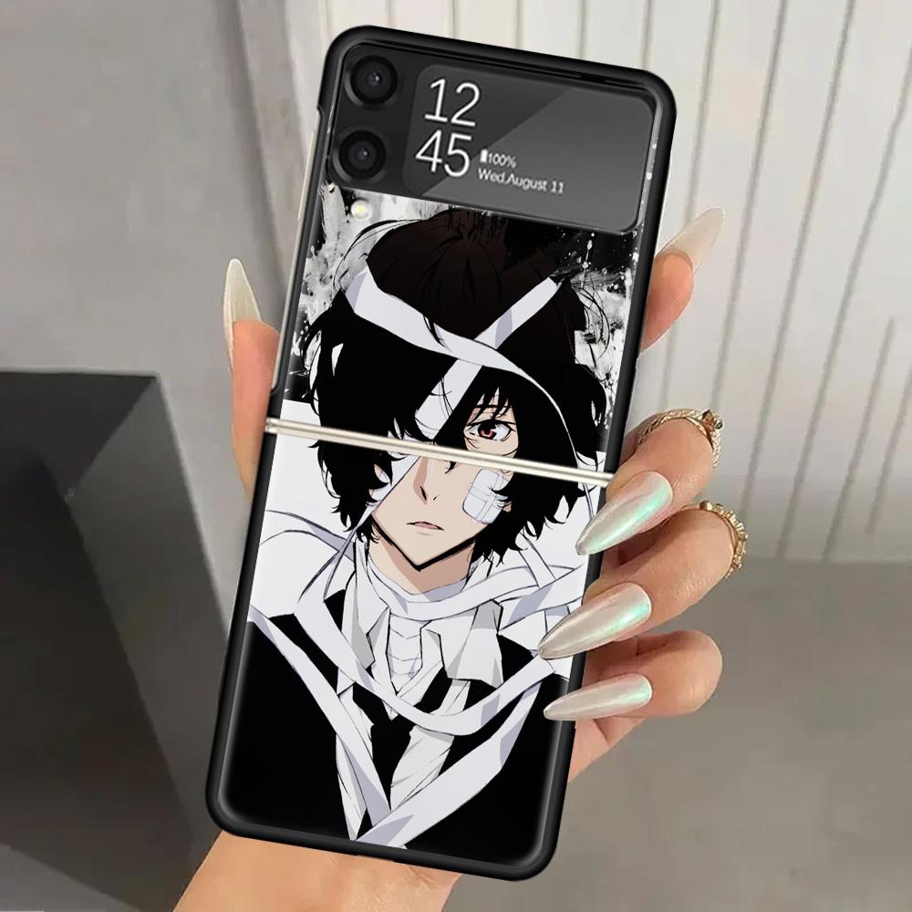 Bungo Stray Dogs Dazai Hard PC Phone Case For Samsung Galaxy Z Flip 6 5 4 3 Black Cover ZFlip6 Flip5 Flip4 5G Foldable Print Cas