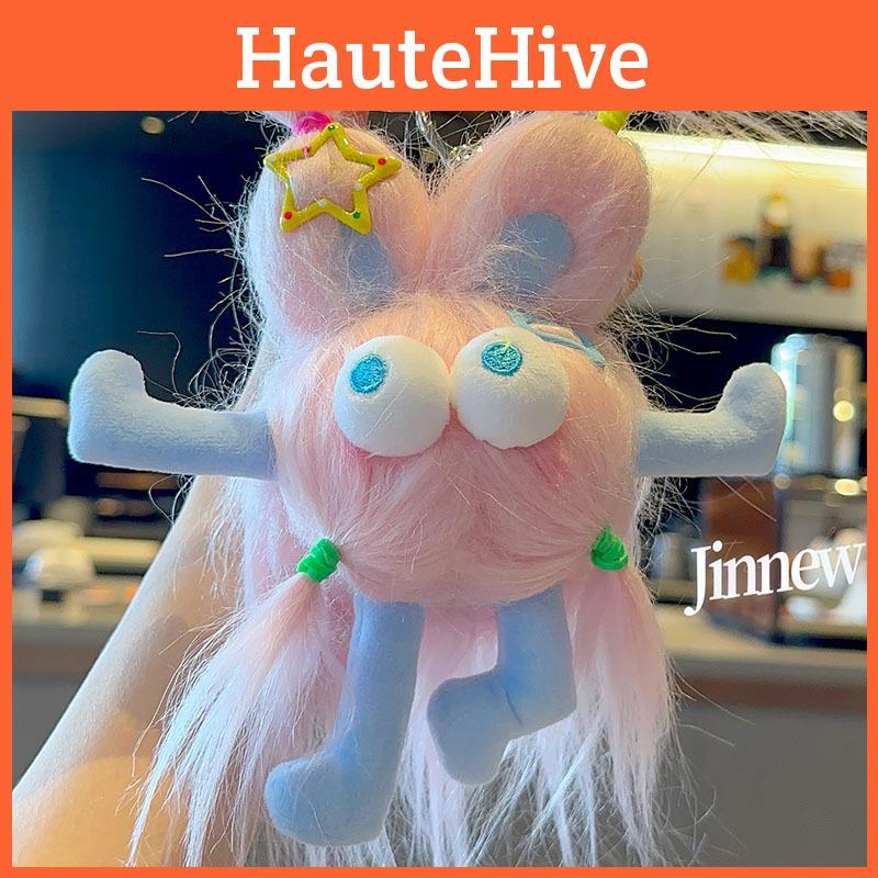 Fluffy Cartoon Unique Bunny Keychain Adorable Plush Accessory Ideal For Backpack Decor Available In Shades Multiple