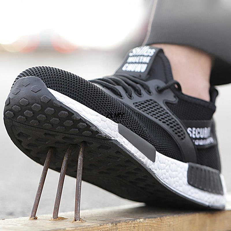 Fashion Lightweight Safety Shoes Men Steel Toe Work Shoes Anti-smash Anti-puncture Breathable Working Sneaker Male Work Safety Boots Man