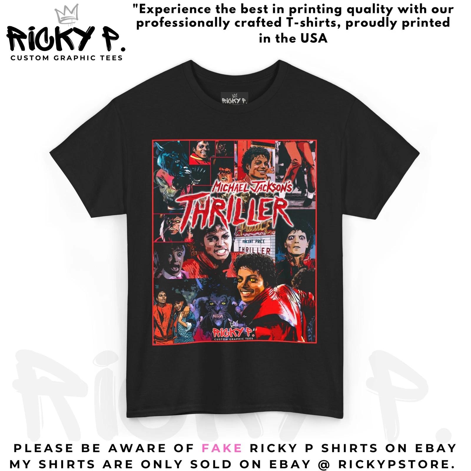 Michael Jackson Thriller By Ricky P MJ 100% Cotton T-shirt Mens Tees Top Unisex Heavy Cotton Tee 3XL