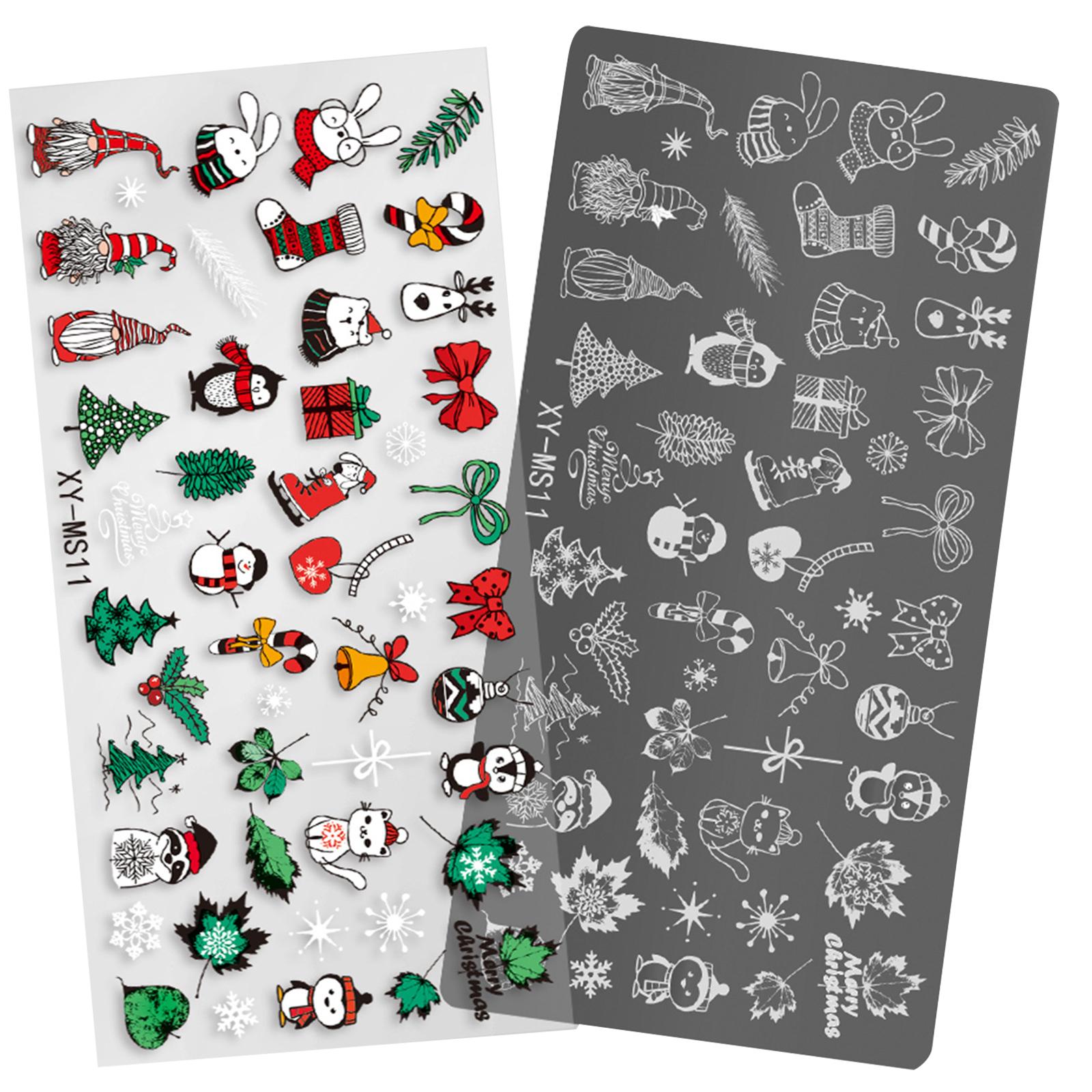 

Шаблони для стемпінгу нігтів Різдвяна серія Пластини для стемпінгу нігтів Сніжинка Пластини для нігтів Манікюрні Трафарети для друку 11