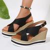 Fashion Women Platforms Sandals Summer Peep Toe High Heel Sandles 2025Cross Band Chunky Wedge Sandals Shoes for Women Sandalias De Mujer