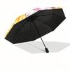 1pc Orange Kitten Ideas Automatic Open/CloseCartoon Umbrella-CuteUmbrella with Cute Design, Portable 3-Fold Compact Umbrella for Men & Women