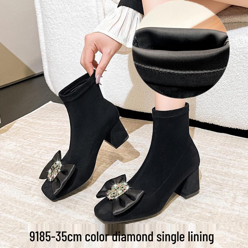 Damen Wildleder-Sockenstiefel mit hohen Absätzen im französischen Stil - Herbst/Winter-Kollektion 2025