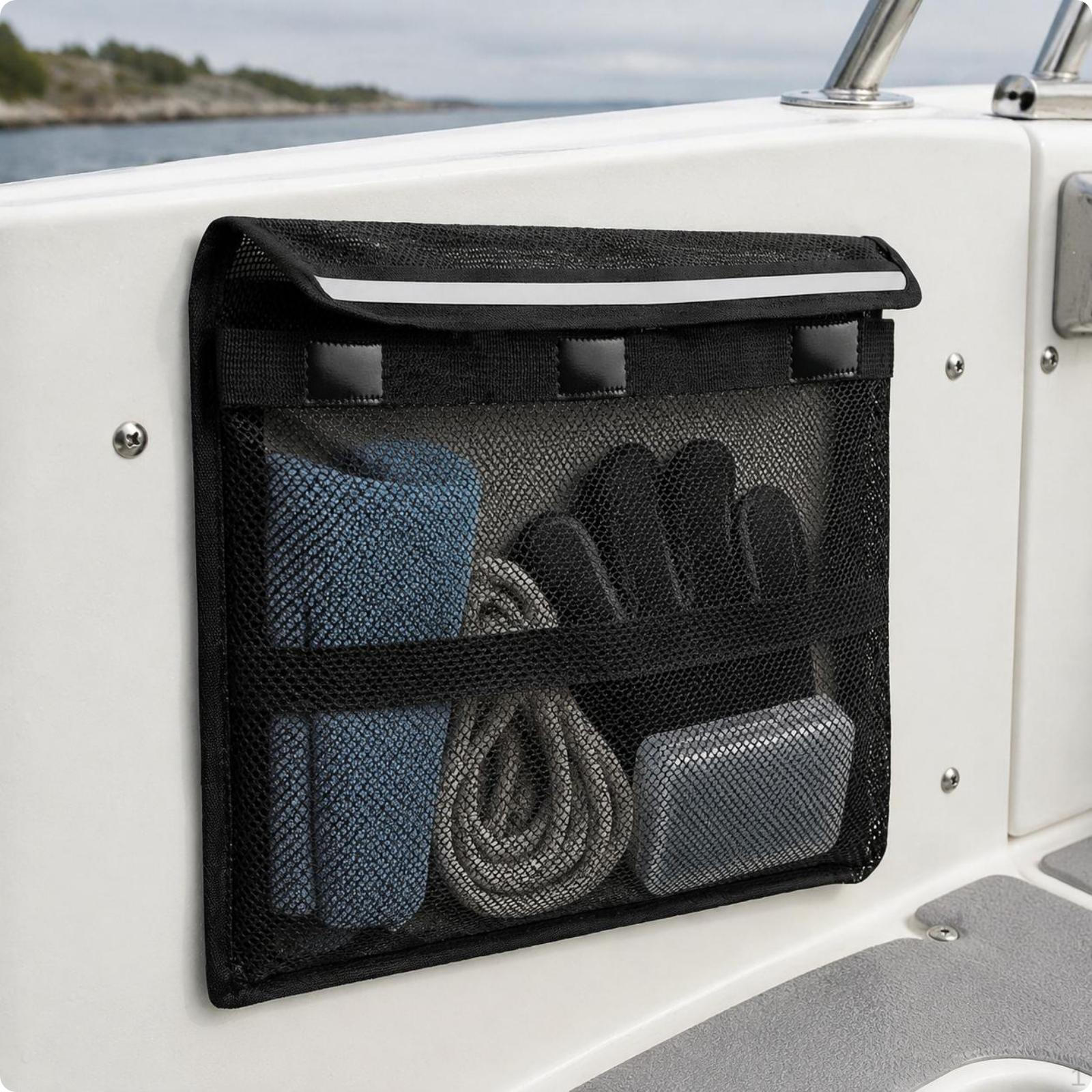 Rectangular Mesh Storage Bag FoldFlatover Black Gray Black Gray