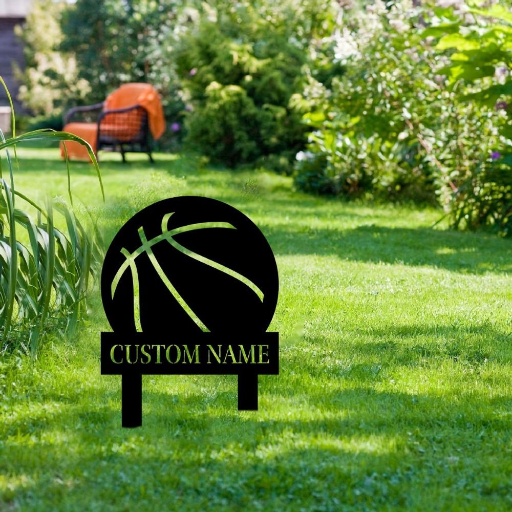 Personalized Iron Basketball Garden Stakes Durable Lawn Decor Gift for Fans Custom Sign
