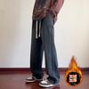 Popular Loose Fleece Straight Jeans New Men's American Fleece Trendy Casual Thermal Trousers Men