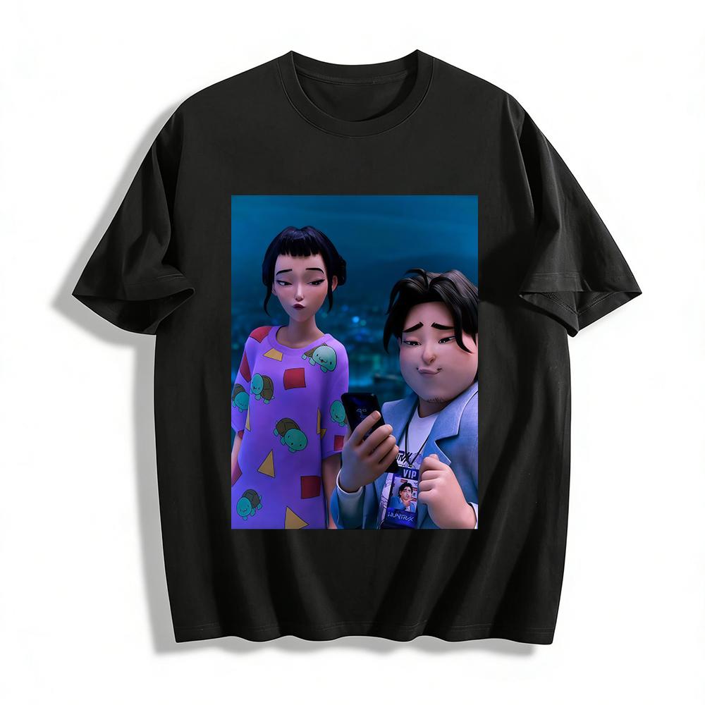 

Cute Turtle Print Crew Neck T-shirt for Women Loose Casual Anime Style Daily Top Trendy Youth Wear Pure cotton T-shirt XXS