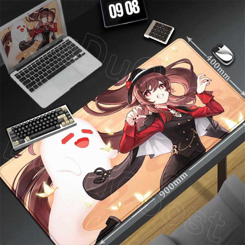 HD Genshin Impact Hu Tao Game Mousepad PC Gaming Accessories Laptop Pad Non-Slip Rubber Soft Edge locking XXL Large Keyboard Mat
