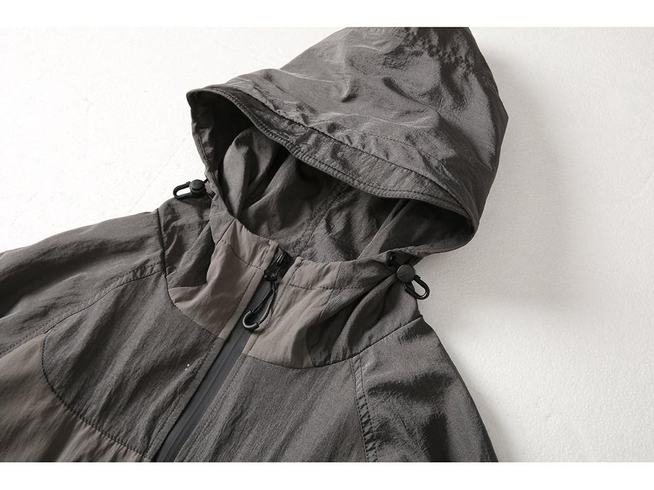 TENDGANK Color Block Hooded Windbreaker with Pockets - Japanese Retro Style