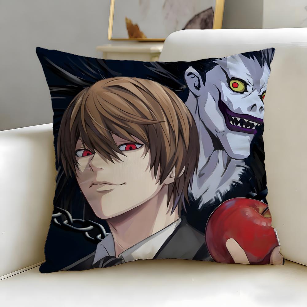 classic anime Death Note Cushion Cover Soft EasyWash Pillow Case Versatile for Couch Bed Travel and Office