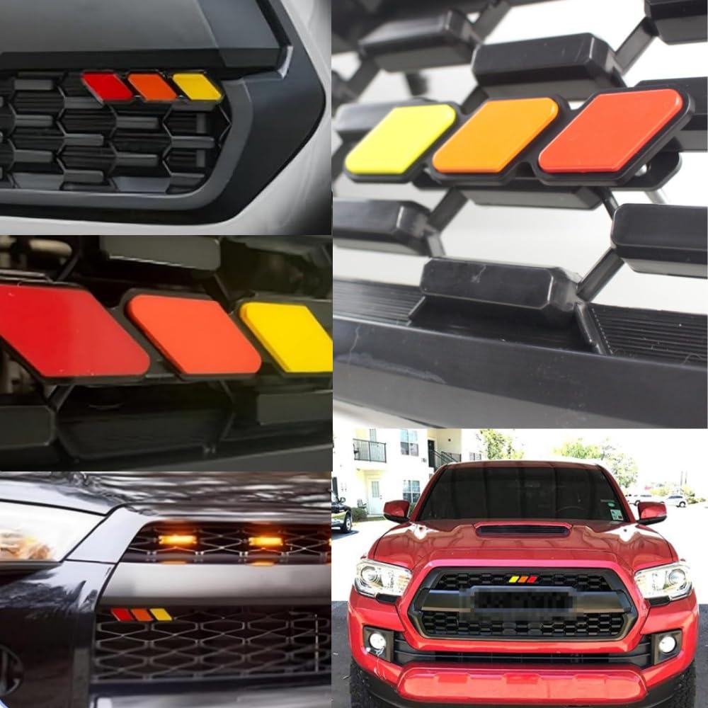 Car Front Grille Tri-Color Fit Badge Emblem Sticker Decal Front Grille Decoration 3 Color