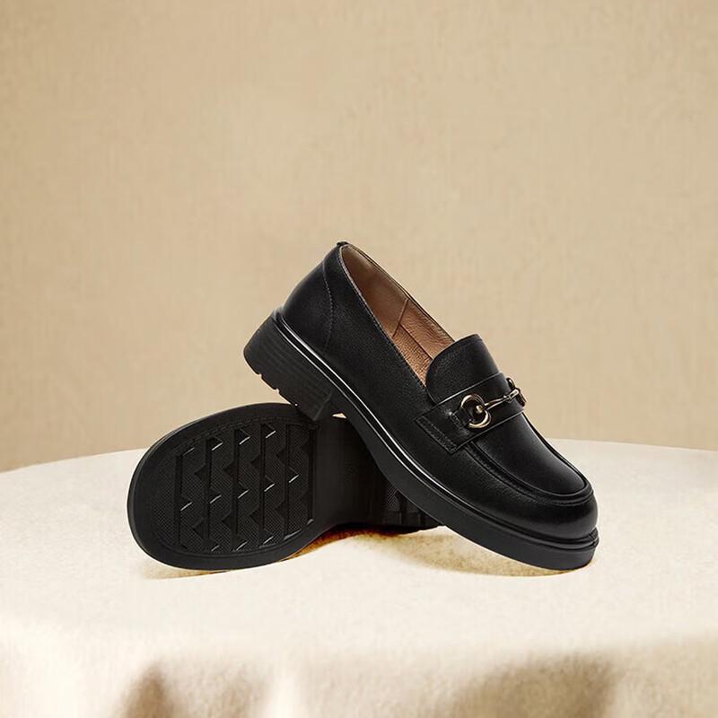 Baishitu Women s British Style Chunky Heel Loafers 38