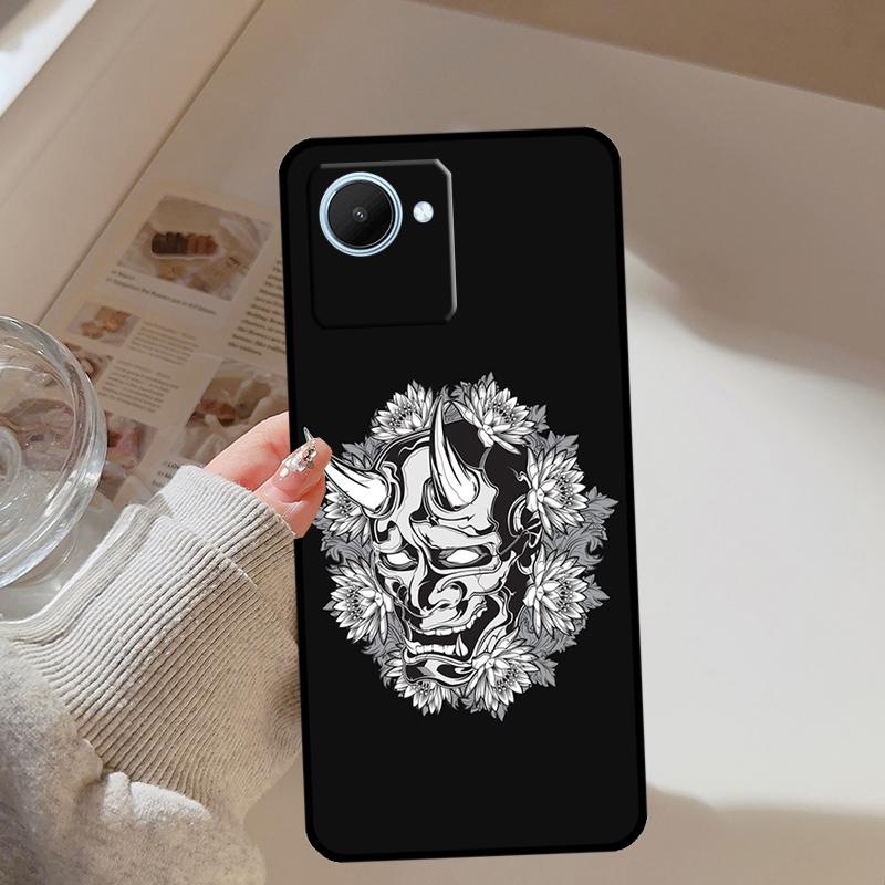 Japanese Oni Hannya Demon Mask For Realme 13 12 10 11 14 Pro Plus GT 6T 6 5 GT7 Pro C61 C55 C53 C51 C21Y C25S C75 C67 Case
