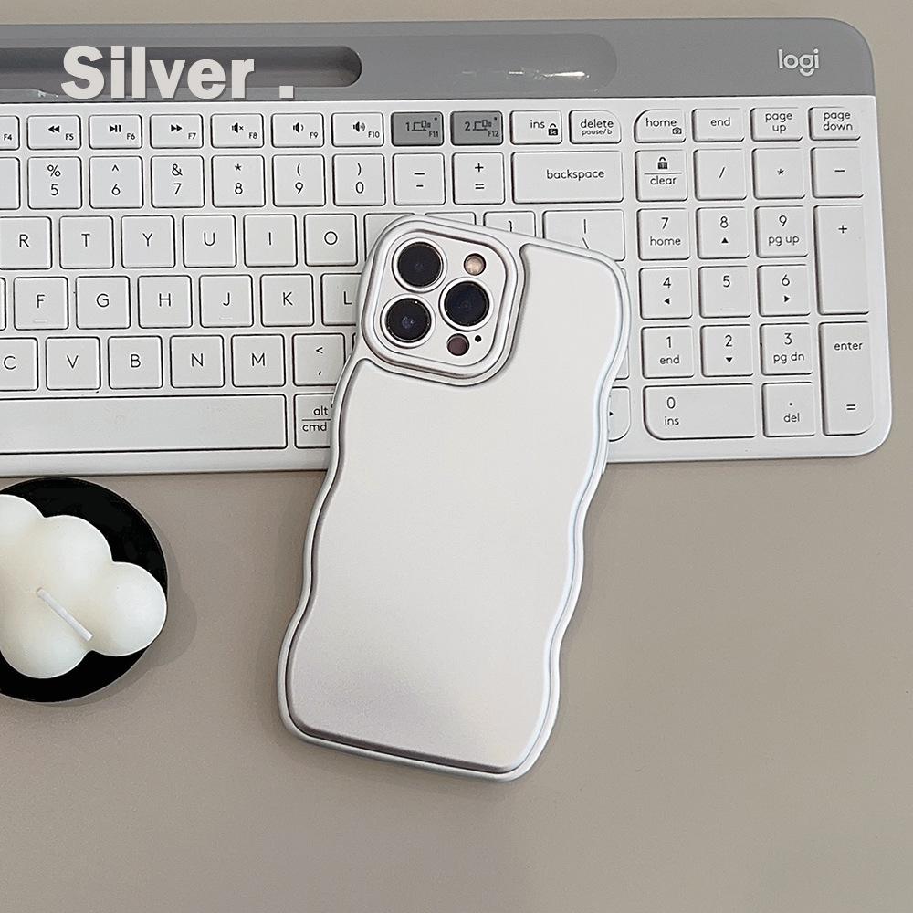 Applicable To Apple 17 Mobile Phone Case Iphone16 High end Sense 11 Electroplated Silver 14 Promax Wave 12 Solid Color 15