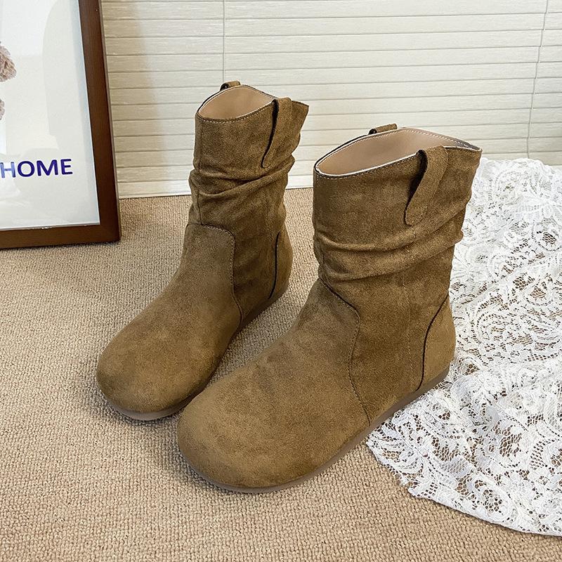 

Ретро европейский и американский стиль маленькие короткие ботинки женские 2025 новая осень и зима рукав круглый носок ботинки на наборном каблуке тонкие короткие ботинки ковбойские ботинки 40 коричневый