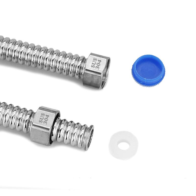 4-point 304 Stainless Steel Corrugated Pipe Inlet Hose Water Heater Hot and Cold Explosion-proof Metal Hose Inlet Pipe