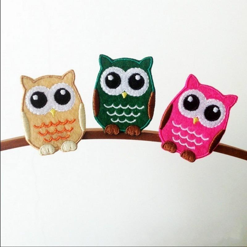 10 Stück/Set Eule Stickerei Aufnäher Applikation für Jeans Kinder DIY Gestickte Aufbügler für Kleidung AufkleberStoff zufällig