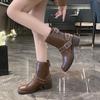 Fashion Fashion Silver Buckle Decoration Riding Boots Women 2025 Winter Square Toe Medium Heel Modern Shoes Sexy Western Cowboy Boots