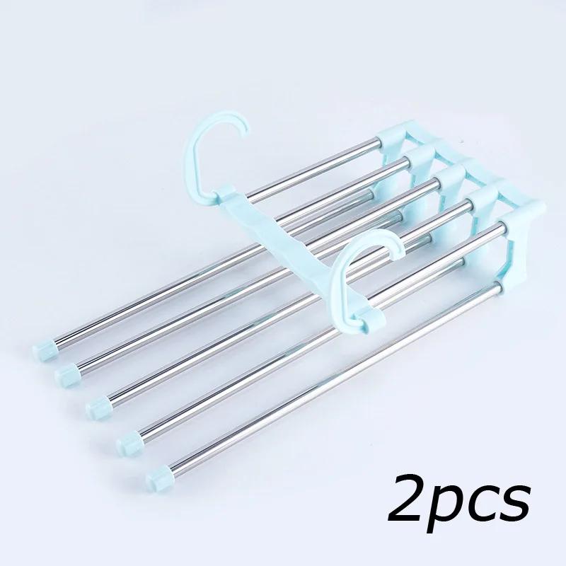 5 in 1 Stainless Steel Pants Rack Wardrobe Storage Adjustable Magic Trouser Hangers Multifunction Towel Shelves Closet Organizer