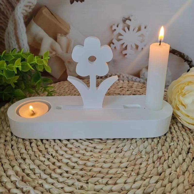 Flower Candle Holder Molds, Flower Candle Stand Molds with Tealight Base Mould for DIY Candle Holder Easter Decorations