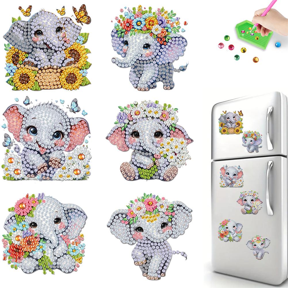 6Pcs Diamond Art Kits Fridge Magnets Diamond Art DIY Diamond Art Refrigerator Magnets DIY Art Crafts for Adults Beginners