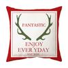 Federa Cuscino a Tema Natalizio Fondo Rosso Lino Corto Peluche Stampato Federa Cuscino Regalo Festivo