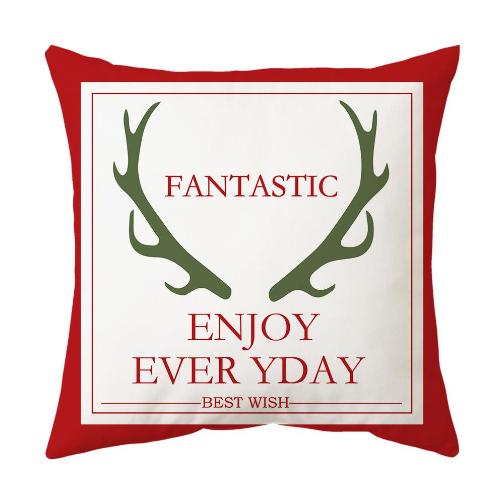 Federa Cuscino a Tema Natalizio Fondo Rosso Lino Corto Peluche Stampato Federa Cuscino Regalo Festivo