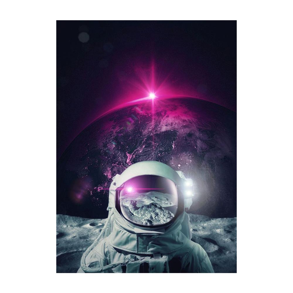 Astronaut Drinks Beer on The Moon While Watching The Earth Being Destroyed Canvas Painting Posters Prints Living Room Wall Art Pictures