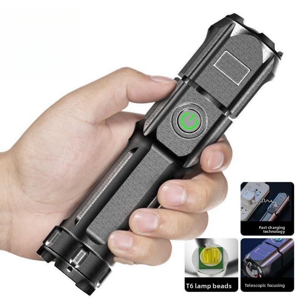 Convenient Charging, Remote Shooting ABS Strong Light Focusing Flashlight, Outdoor Mini LED Multi-function Concentrating Pan