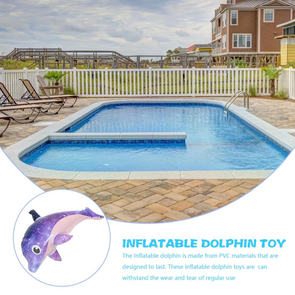 ibasenice Inflatable Dolphin 27.56 Inch Pool Float Toy for Kids, Water Play, Beach Party Decoration, Ride-On Float