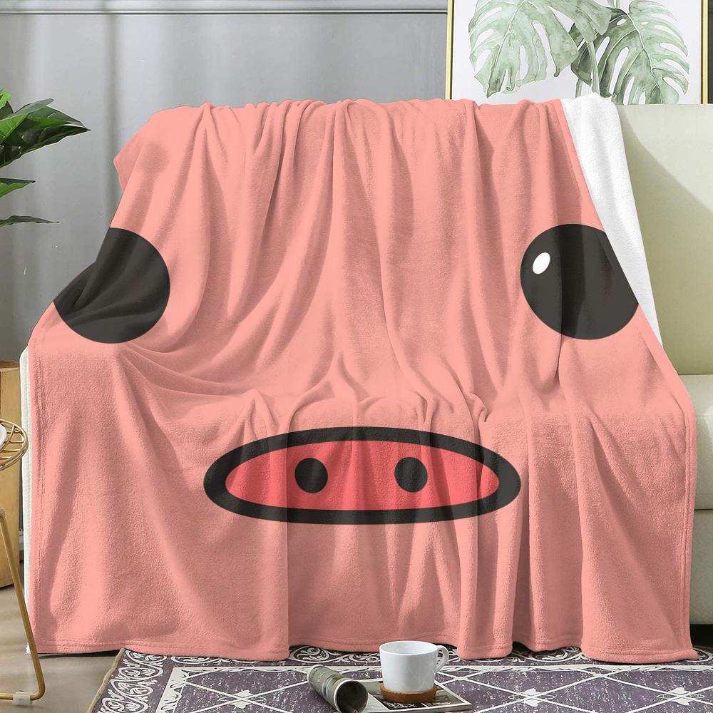 Pensive Piggy Throw Soft Flannel Throw Summer AC Blanket Lightweight Cool Nap Blanket for Sofa Bed Couch Travel