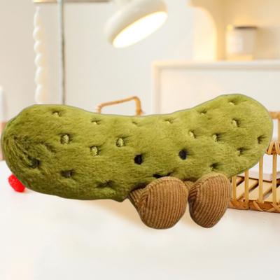 Handcrafted Pickle Plush Doll Emotional Support Toy Vegetable Cucumber Plush Companions Christmas Birthday Gift for Kids Friends