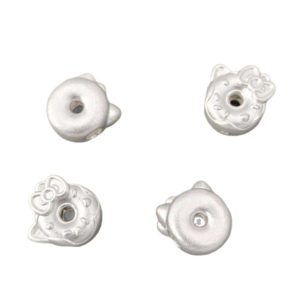 3D Cartoon Cat Donut Bracelet Beads: Sterling Silver 999KT DIY Jewelry Accessories