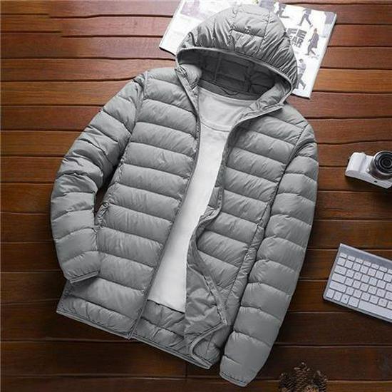 Giacca Leggera in Piuma da Uomo - Calda, Collo Alto, Giacca Invernale con Cappuccio Casual e Versatile