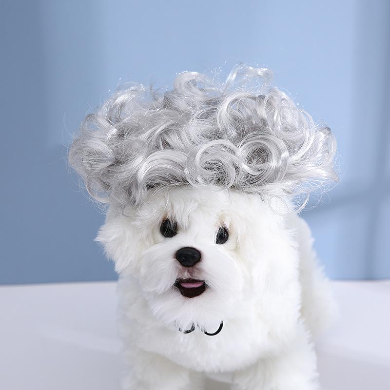 Dogs Cats Headdress Funny Pet Wigs Bangs Exploding Head Braids Straight Hair Nylon Fibre Material Halloween Pet Accessories