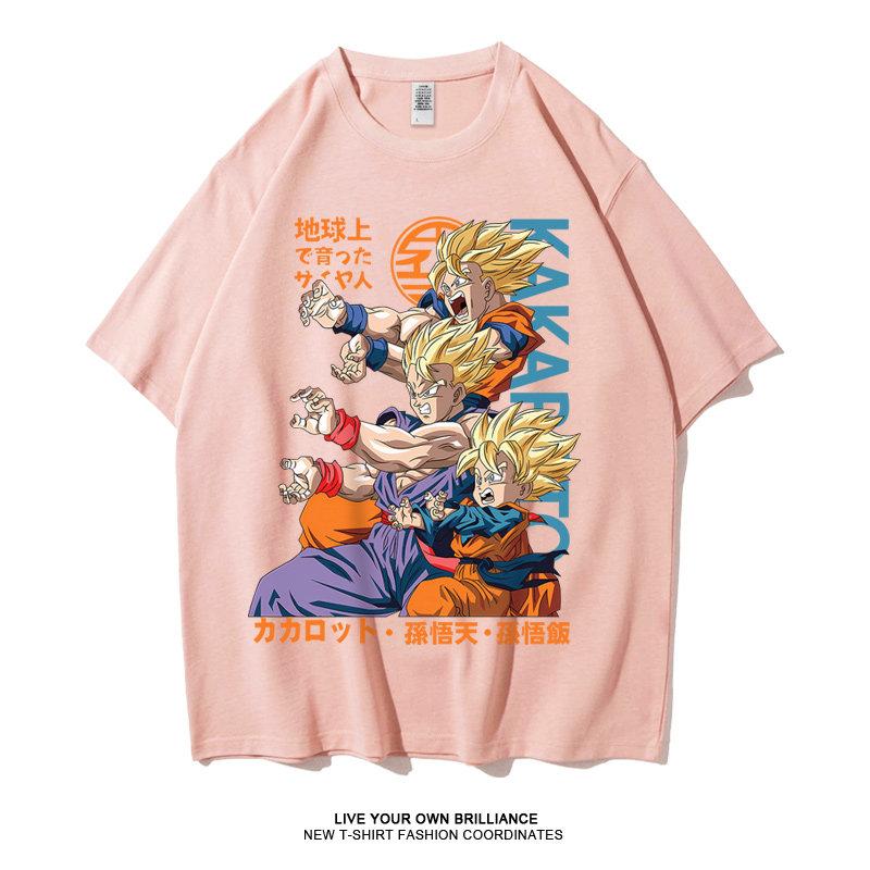 Dragon Ball Tshirt Mens Pure Cotton Casual  Round Neck Tshirt Short Sleeve Clothing Summer Sports Casual Short Sleeve Top