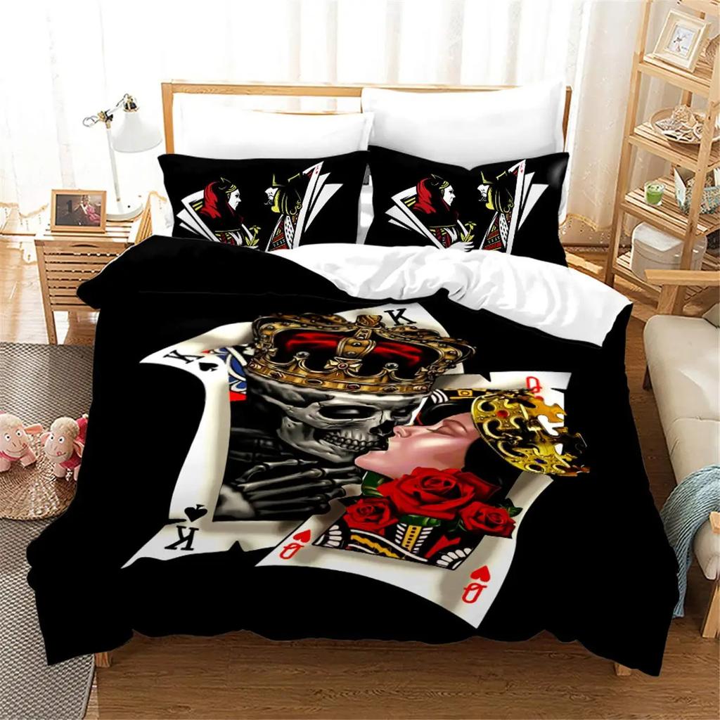 Black And White Duvet Set Romantic Valentine'S Day Bedding Set Gift Three-Piece Set