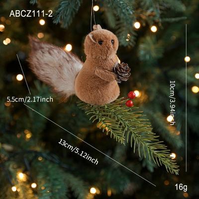 Neue Weihnachts-Kiefernzweig-Anhänger Handgemachte Optik Süßes Eichhörnchen Künstliches Eichhörnchen Navidad Anhänger Feiertagsdekoration