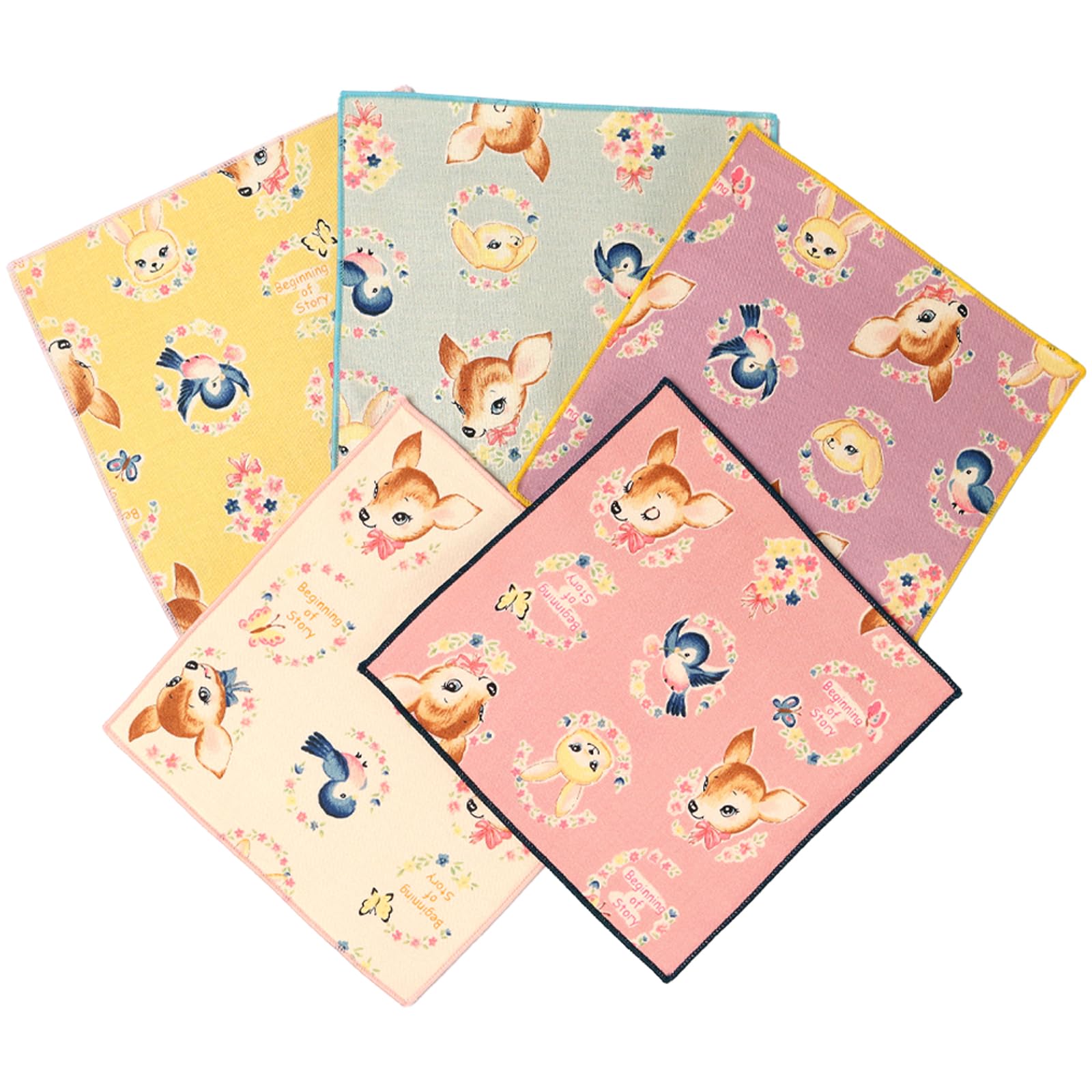 

Набор носовых платков из хлопчатобумажной марли Носовые платки с милыми узорами Антибактериальные Мини Бэмби Детские [Сделано в Японии] 100% (5 Носовых платков/Ретро Набор)