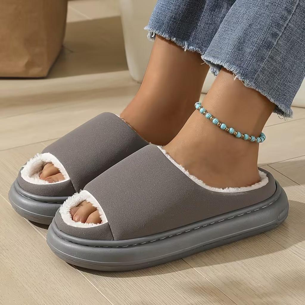Unisex Stylish And Versatile Slippers With A Plush For Warmth And Slip Design Women Bedroom Slippers