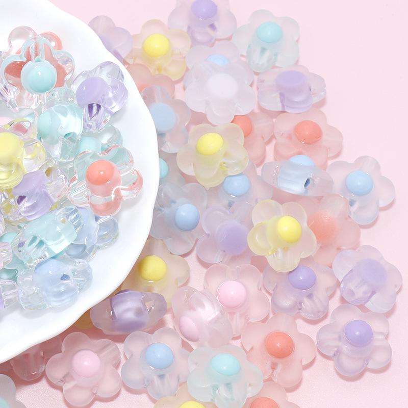 Acrylic Candy Color Flower Heart Rabbit Beads for DIY Children's Educational Ornaments and Mother's Day Crafts