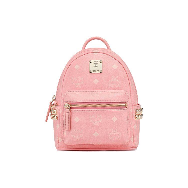 

MCM Classic Monogram Studded Detachable Shoulder Strap Crossbody Mini Backpack Women backpack Sakura-Pink MMKAAVE13QZ001 Basic Set (Bag+Dust Bag)