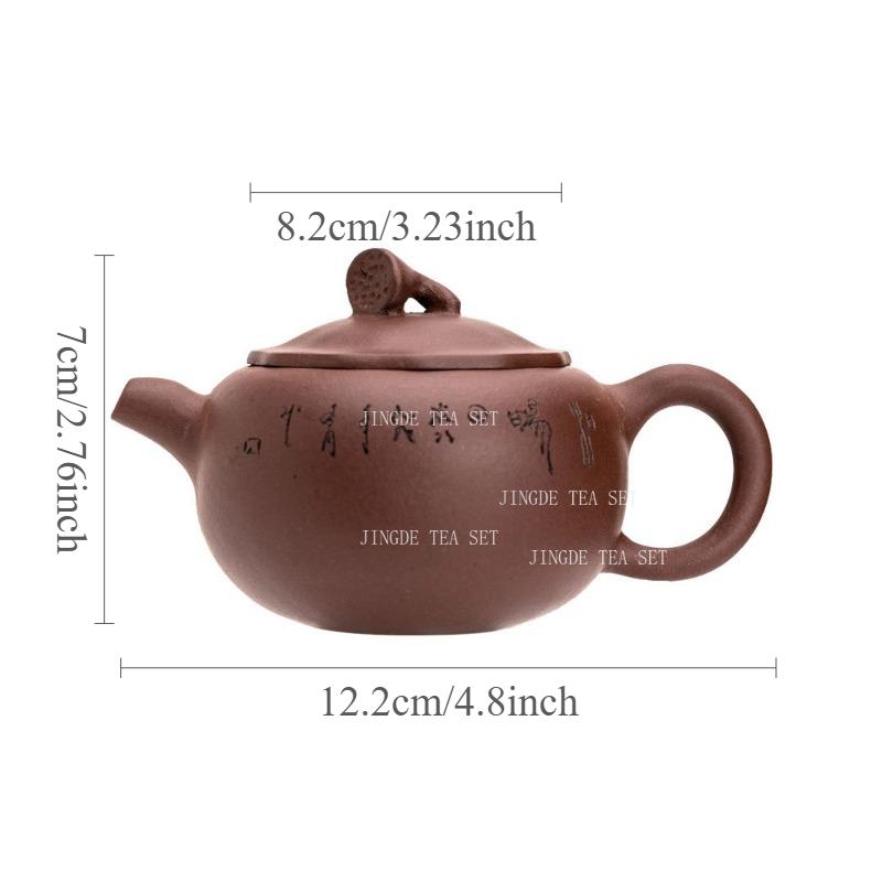 

150ml Yixing Ceramic Teapot Hand Carved Purple Clay Lotus Seed Pot Small Household Teapot Puer Tea Maker High-grade