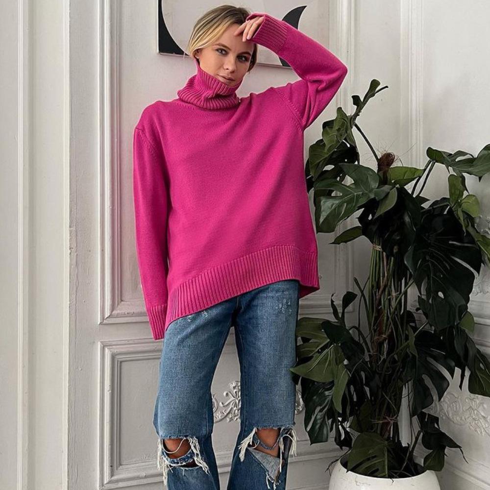 Women's Oversized Turtleneck Sweater Vintage Pullover Jumper Female Winter Thick Warm Knitted Sweater Soft for Women