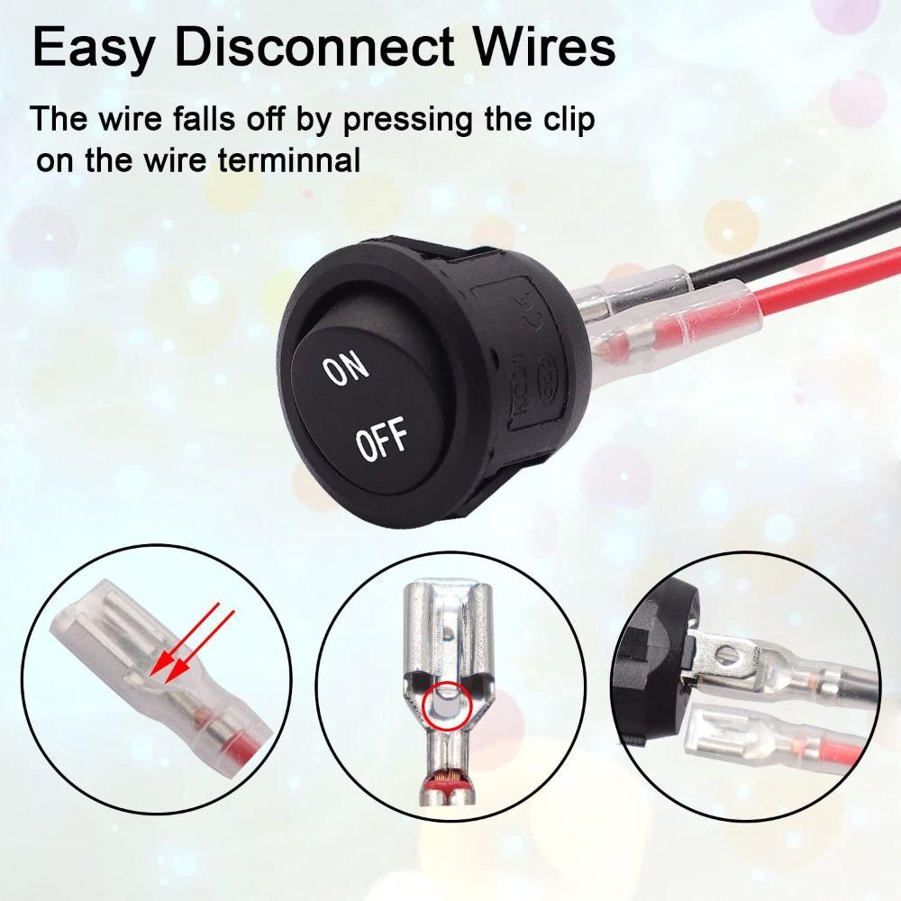Small Rocker 2 Pin Round Rocker Switch 12 Volt DC Black Toggle Switch ON-OFF 2nd Gear, 2nd Foot Circular Switch RV Use