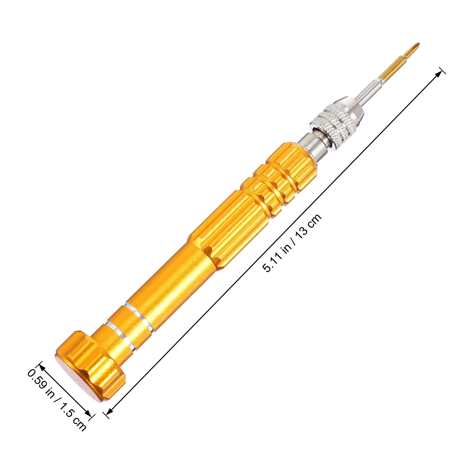 

1Set Precision 5-in-1 Screwdriver Set Chrome Vanadium Steel Built-in Pulley Handle Magnetic Bits Cellphone Repairing Tool золотистый