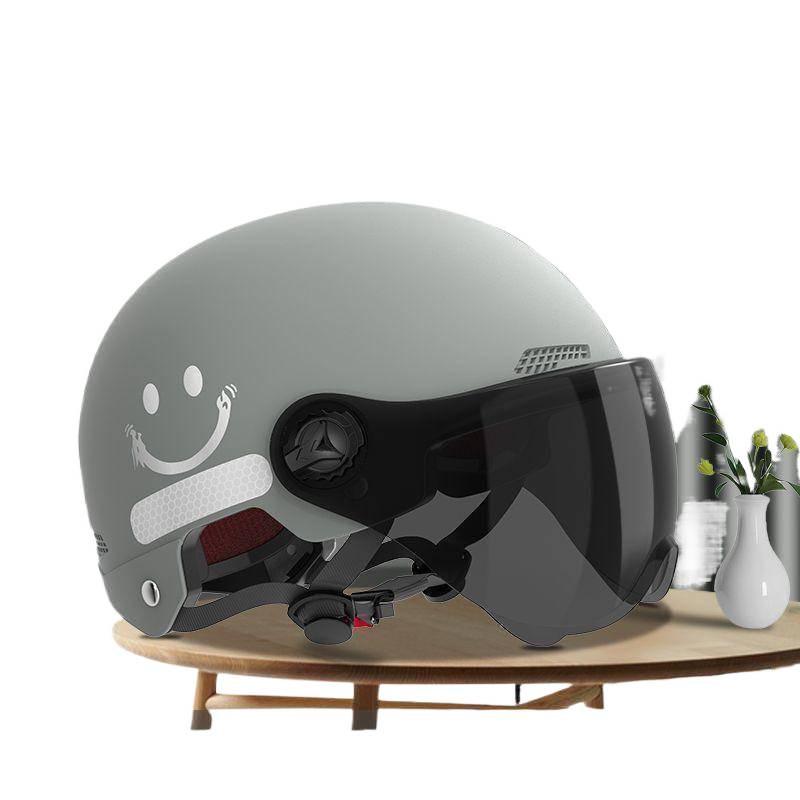 Smiling Face Unisex Summer Motorcycle & Electric Scooter Half Helmet HD Short Visor