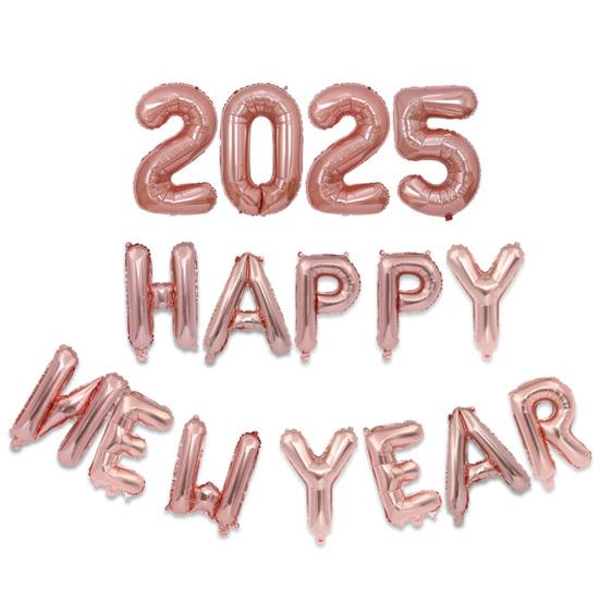 2025 Happy New Year Balloons Set Self-Sealing Aluminum Foil Balloons Happy New