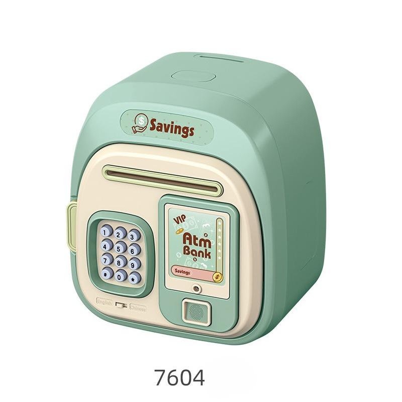 

Cute Cartoon Animal Fingerprint Depository Piggy Bank Password Atm Electronic Save Money Schoolbag Toys for Kid зелёный